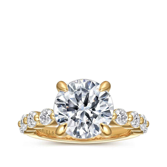 Gabriel & Co. 3/4 ct. tw. Diamond Round Semi-Mount Engagement Ring in 14K Yellow Gold