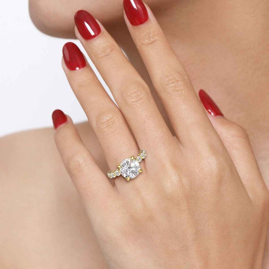 Gabriel & Co. 3/4 ct. tw. Diamond Round Semi-Mount Engagement Ring in 14K Yellow Gold full view