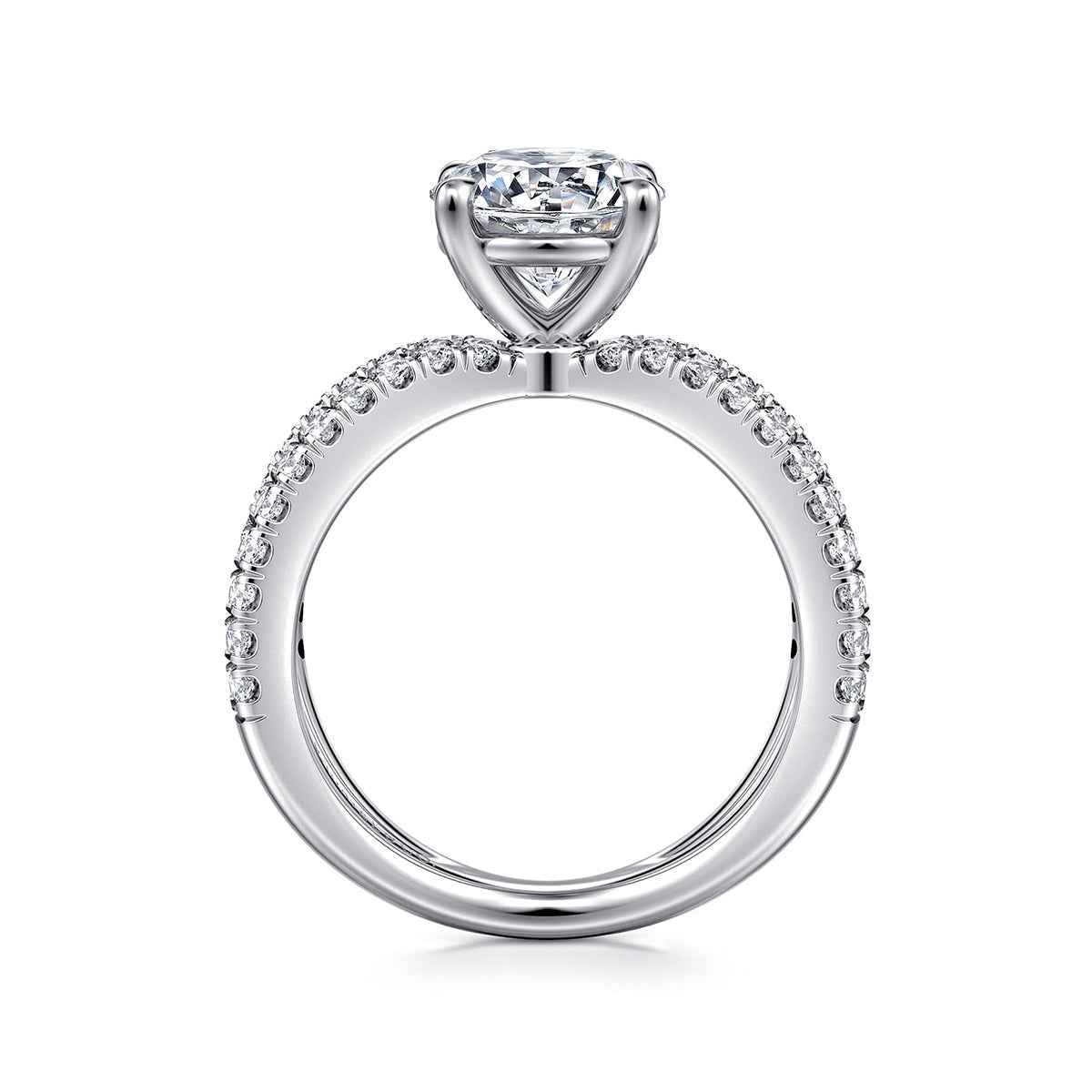 Gabriel & Co. 1/2 ct. tw. Crossover Diamond Round Semi-Mount Engagement Ring in 14K White Gold close-up detail