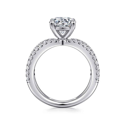 Gabriel & Co. 1/2 ct. tw. Crossover Diamond Round Semi-Mount Engagement Ring in 14K White Gold close-up detail