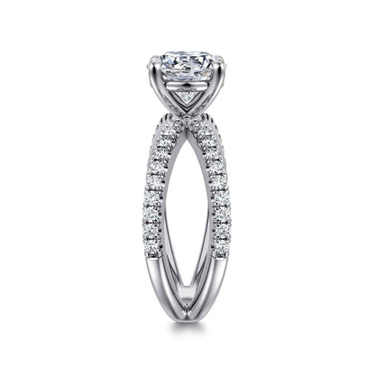 Gabriel & Co. 1/2 ct. tw. Crossover Diamond Round Semi-Mount Engagement Ring in 14K White Gold side profile