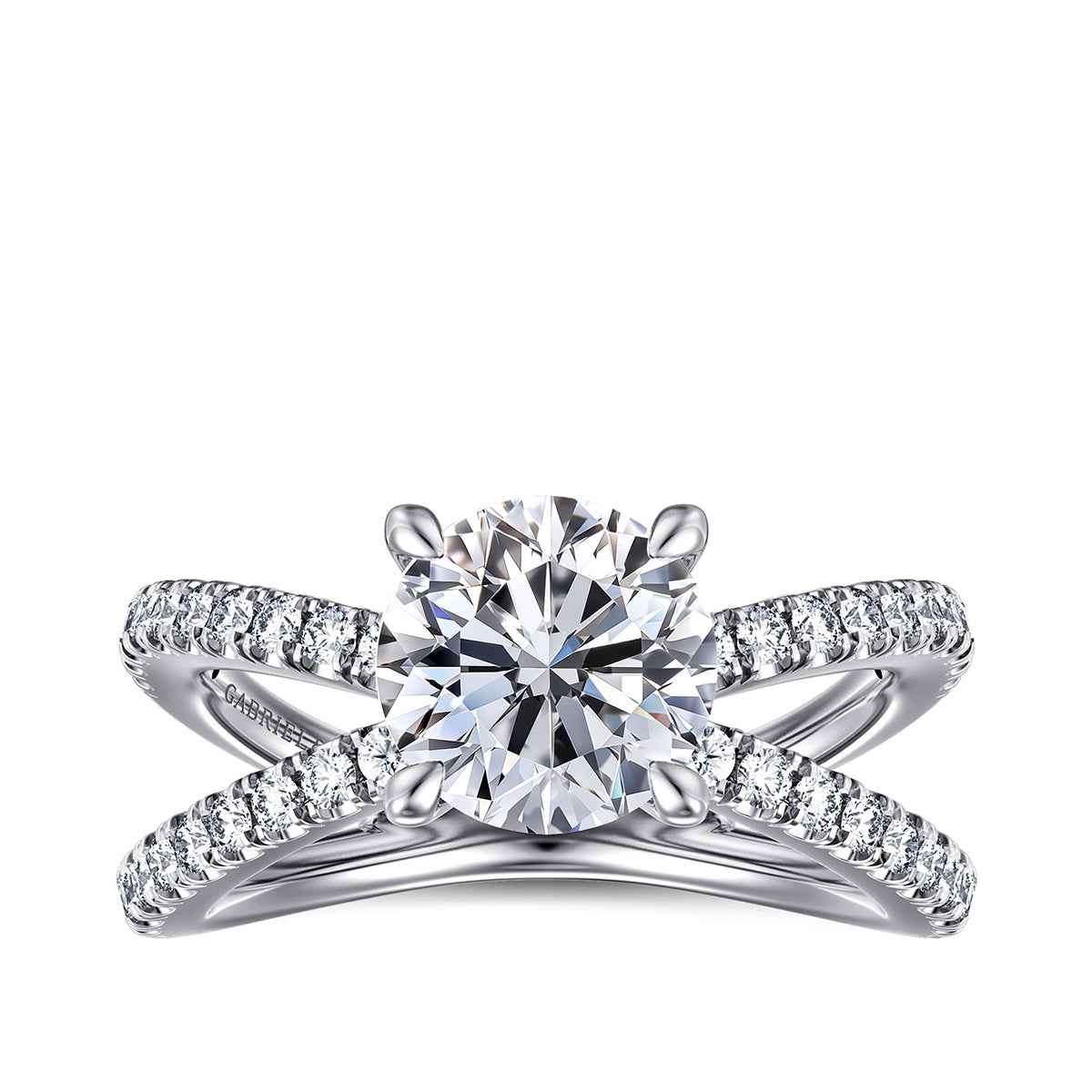 Gabriel & Co. 1/2 ct. tw. Crossover Diamond Round Semi-Mount Engagement Ring in 14K White Gold