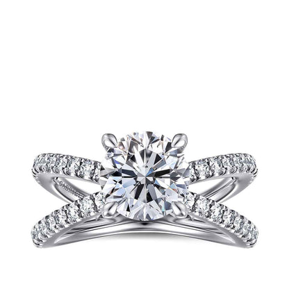 Gabriel & Co. 1/2 ct. tw. Crossover Diamond Round Semi-Mount Engagement Ring in 14K White Gold
