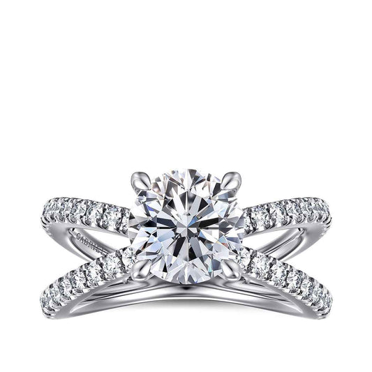 Gabriel & Co. 1/2 ct. tw. Crossover Diamond Round Semi-Mount Engagement Ring in 14K White Gold