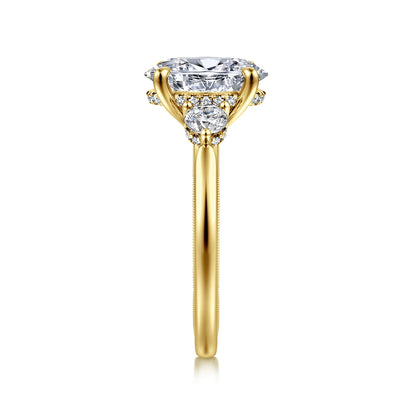 Gabriel & Co. 1/2 ct. tw. Round Side Stone Diamond Oval Semi-Mount Engagement Ring in 14K Yellow Gold side profile