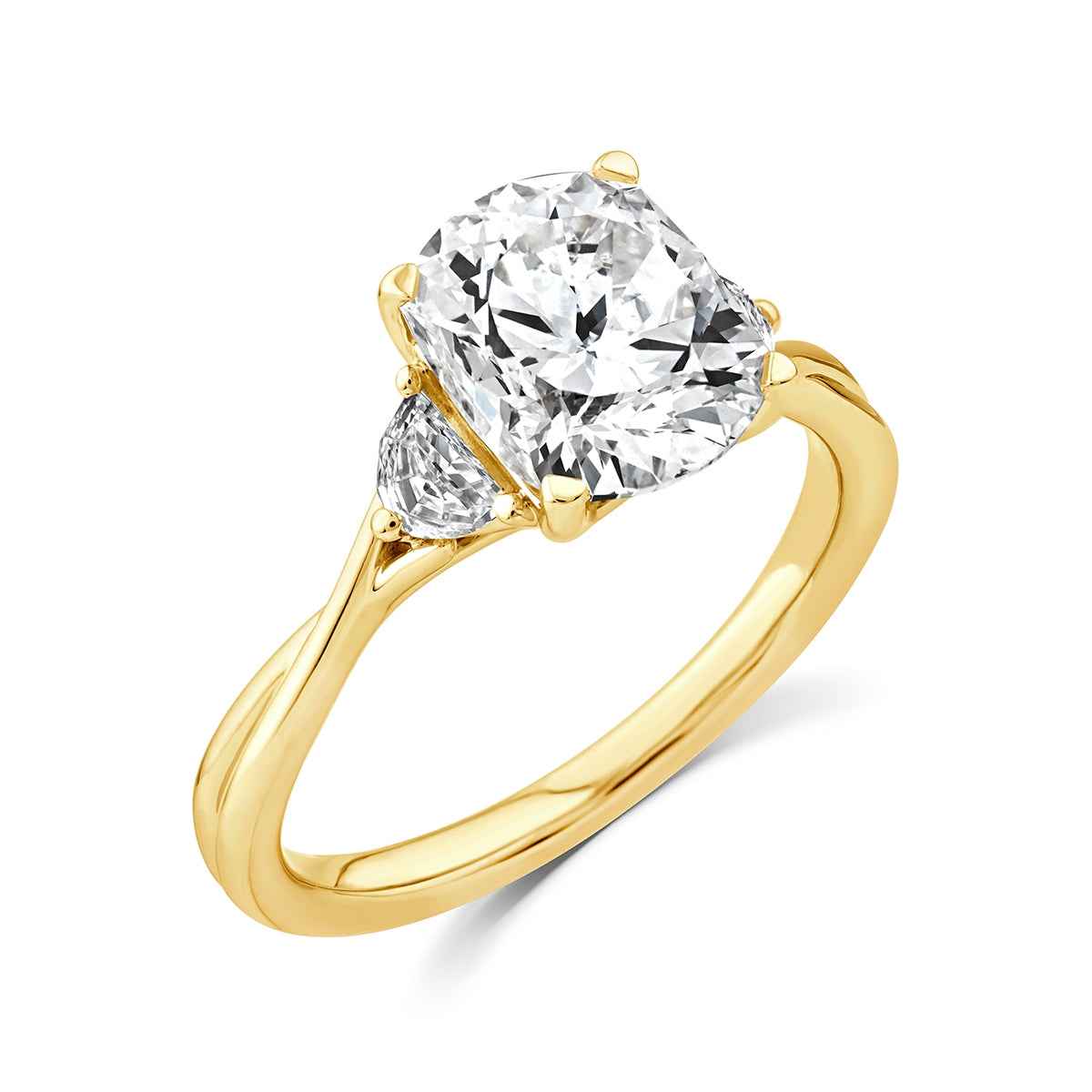 Above Love Star 3 ct. tw. Lab-Grown Radiant Cut Diamond Twist Engagement Ring in 18K Yellow Gold front view