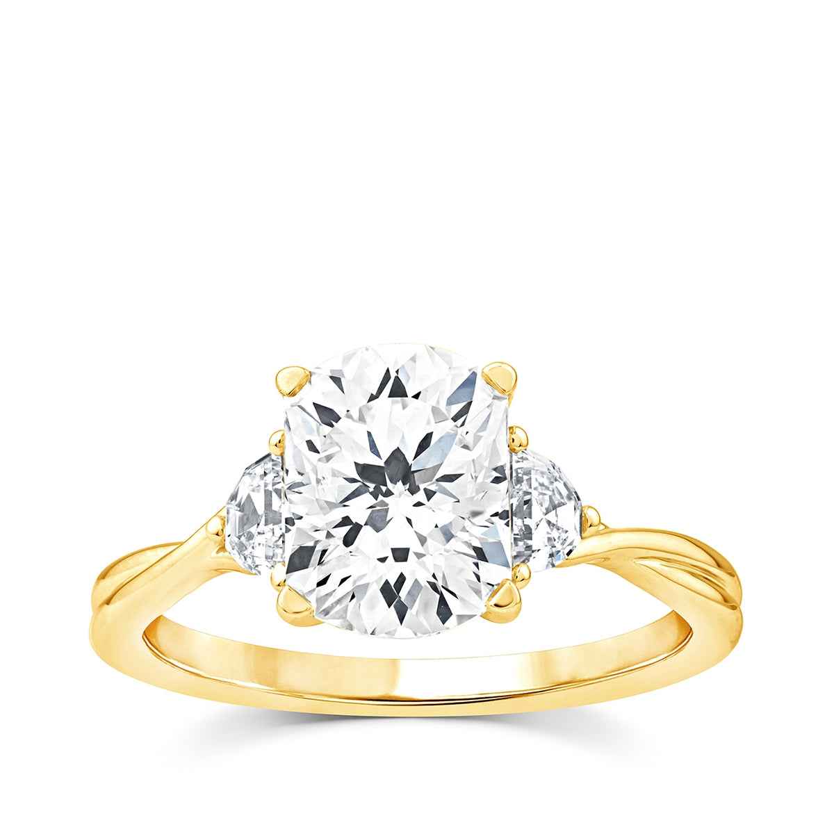 Above Love Star 3 ct. tw. Lab-Grown Radiant Cut Diamond Twist Engagement Ring in 18K Yellow Gold