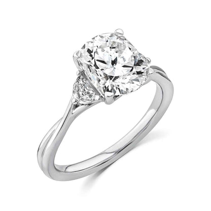 Above Love Star 3 ct. tw. Lab-Grown Radiant Cut Diamond Twist Engagement Ring in 18K White Gold front view