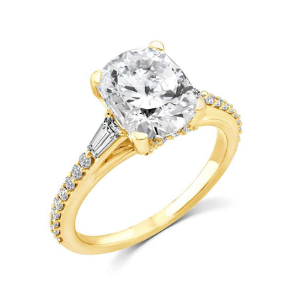 Above Love Star 3-7/8 ct. tw. Lab-Grown Radiant Cut & Baguette Diamond Engagement Ring in 18K Yellow Gold front view