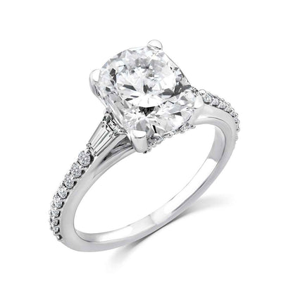 Above Love Star 3-7/8 ct. tw. Lab-Grown Radiant Cut & Baguette Diamond Engagement Ring in 18K White Gold front view