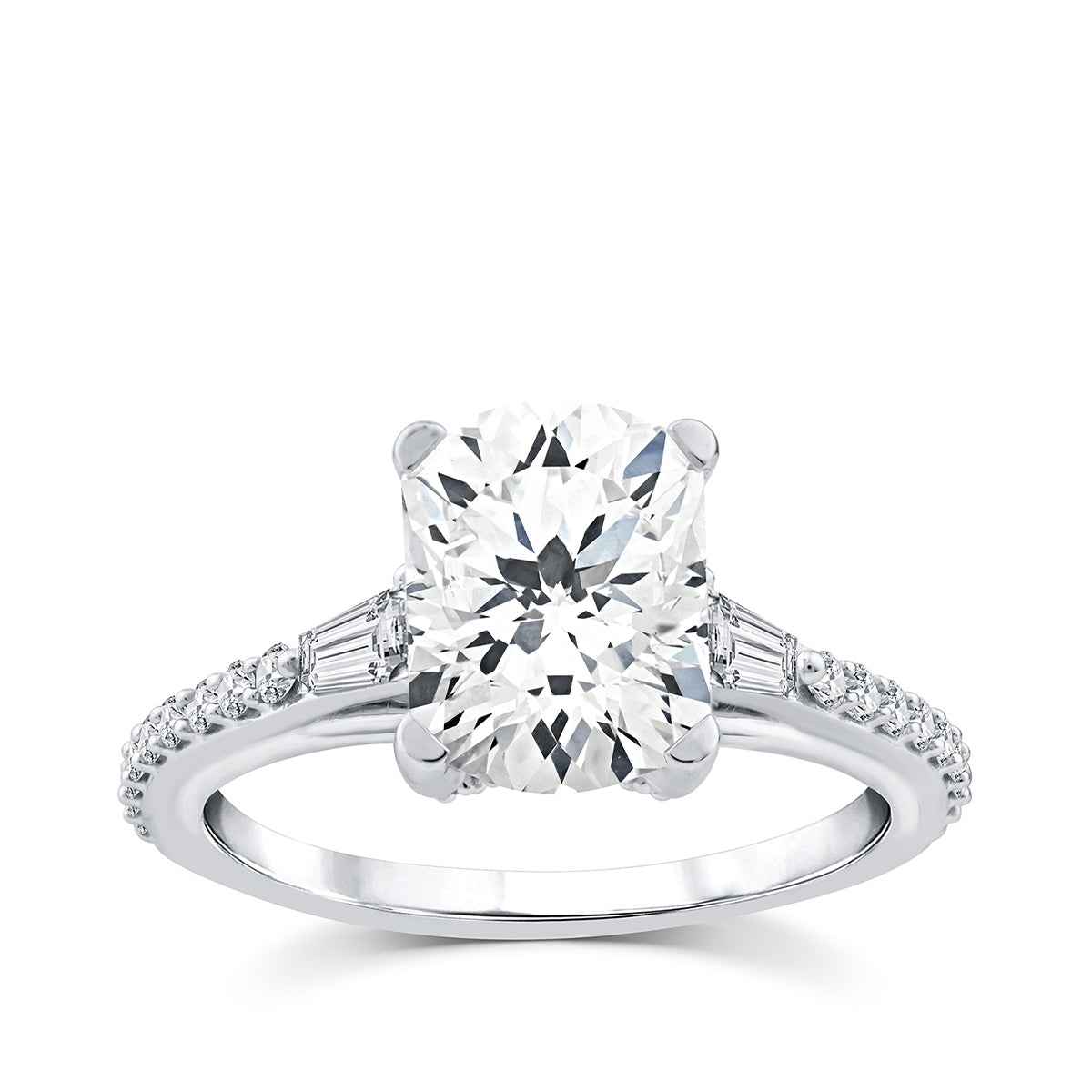 Above Love Star 3-7/8 ct. tw. Lab-Grown Radiant Cut & Baguette Diamond Engagement Ring in 18K White Gold