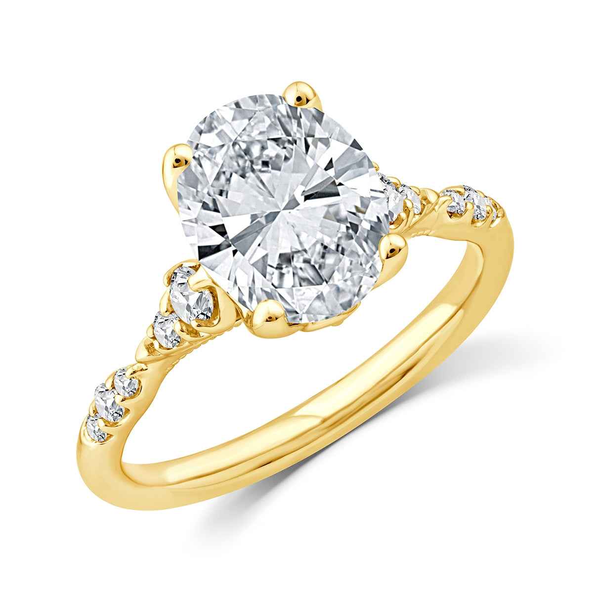 Above Love Star 3-5/8 ct. tw. Lab-Grown Oval Diamond Engagement Ring in 18K Yellow Gold front view