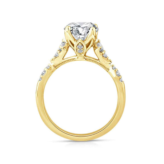 Above Love Star 3-5/8 ct. tw. Lab-Grown Oval Diamond Engagement Ring in 18K Yellow Gold close-up detail