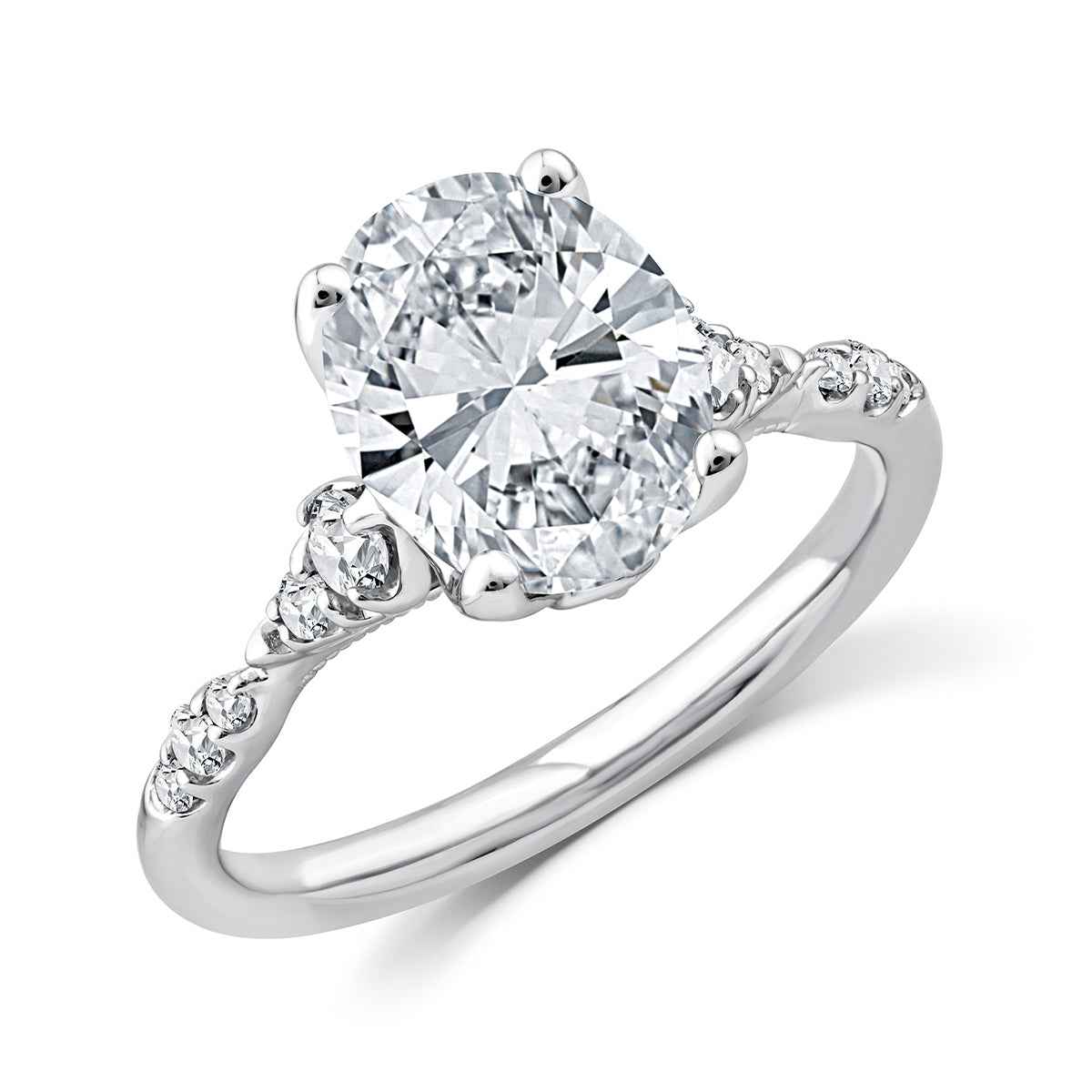 Above Love Star 3-5/8 ct. tw. Lab-Grown Oval Diamond Engagement Ring in 18K White Gold front view