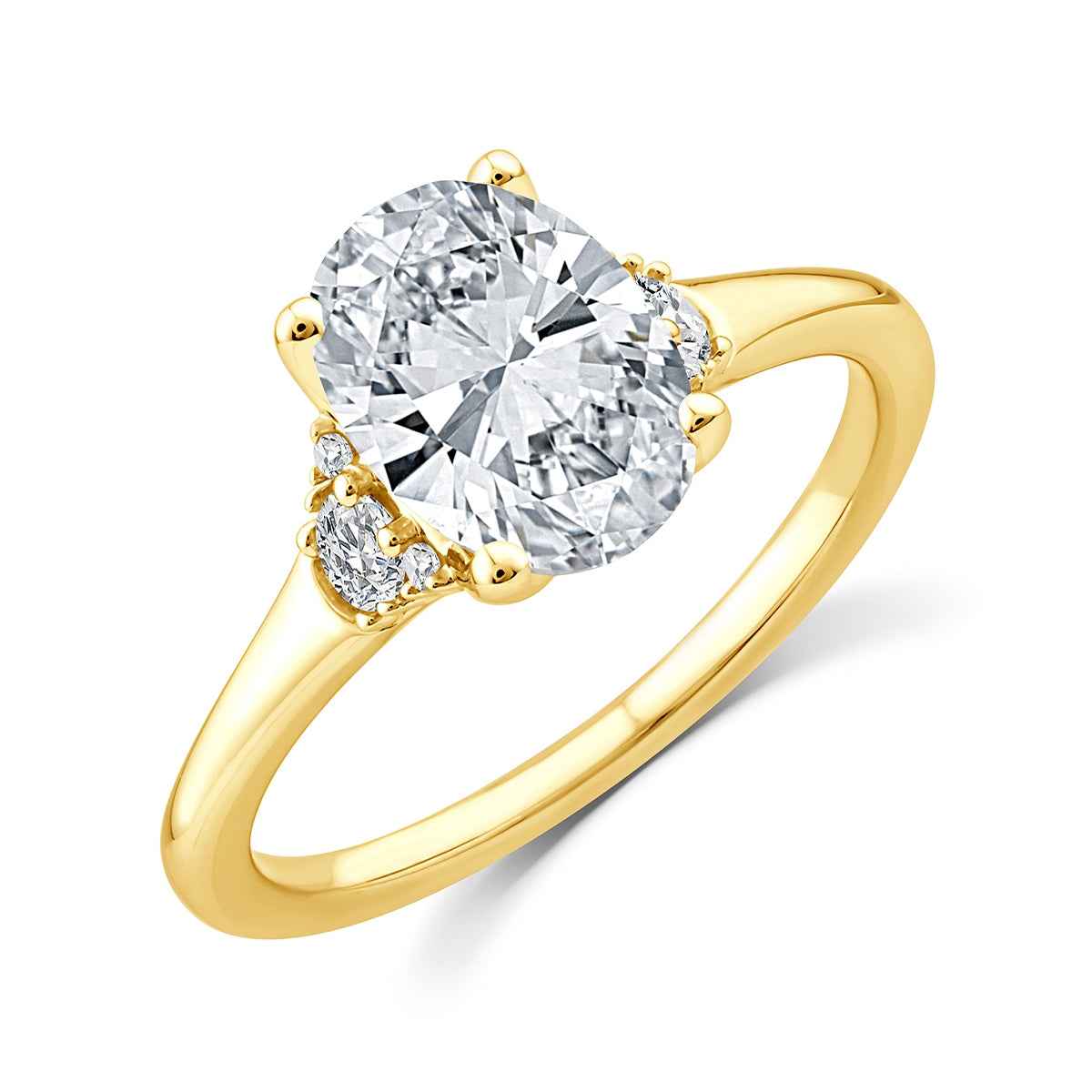 Above Love Star 3 ct. tw. Lab-Grown Oval Diamond Engagement Ring in 18K Yellow Gold front view