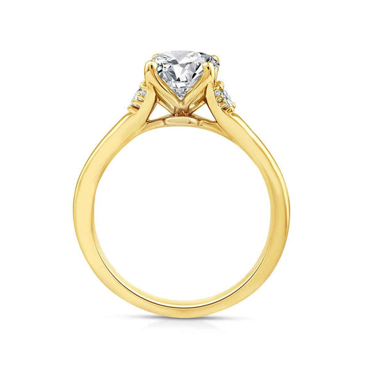 Above Love Star 3 ct. tw. Lab-Grown Oval Diamond Engagement Ring in 18K Yellow Gold close-up detail
