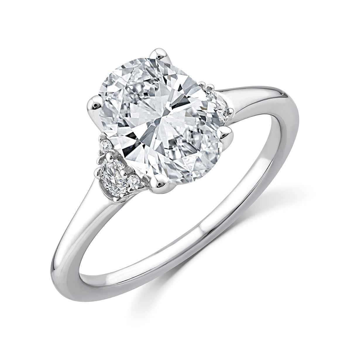 Above Love Star 3 ct. tw. Lab-Grown Oval Diamond Engagement Ring in 18K White Gold front view