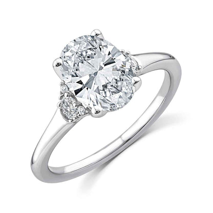 Above Love Star 3 ct. tw. Lab-Grown Oval Diamond Engagement Ring in 18K White Gold front view
