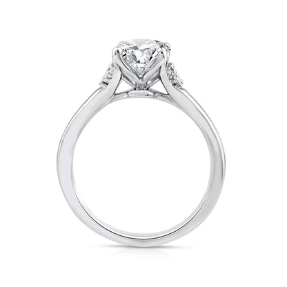 Above Love Star 3 ct. tw. Lab-Grown Oval Diamond Engagement Ring in 18K White Gold close-up detail