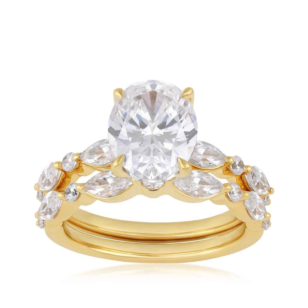 Above Love Star 4 ct. tw. Lab-Grown Oval Diamond Wedding Set in 18K Yellow Gold