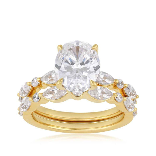 Above Love Star 4 ct. tw. Lab-Grown Oval Diamond Wedding Set in 18K Yellow Gold