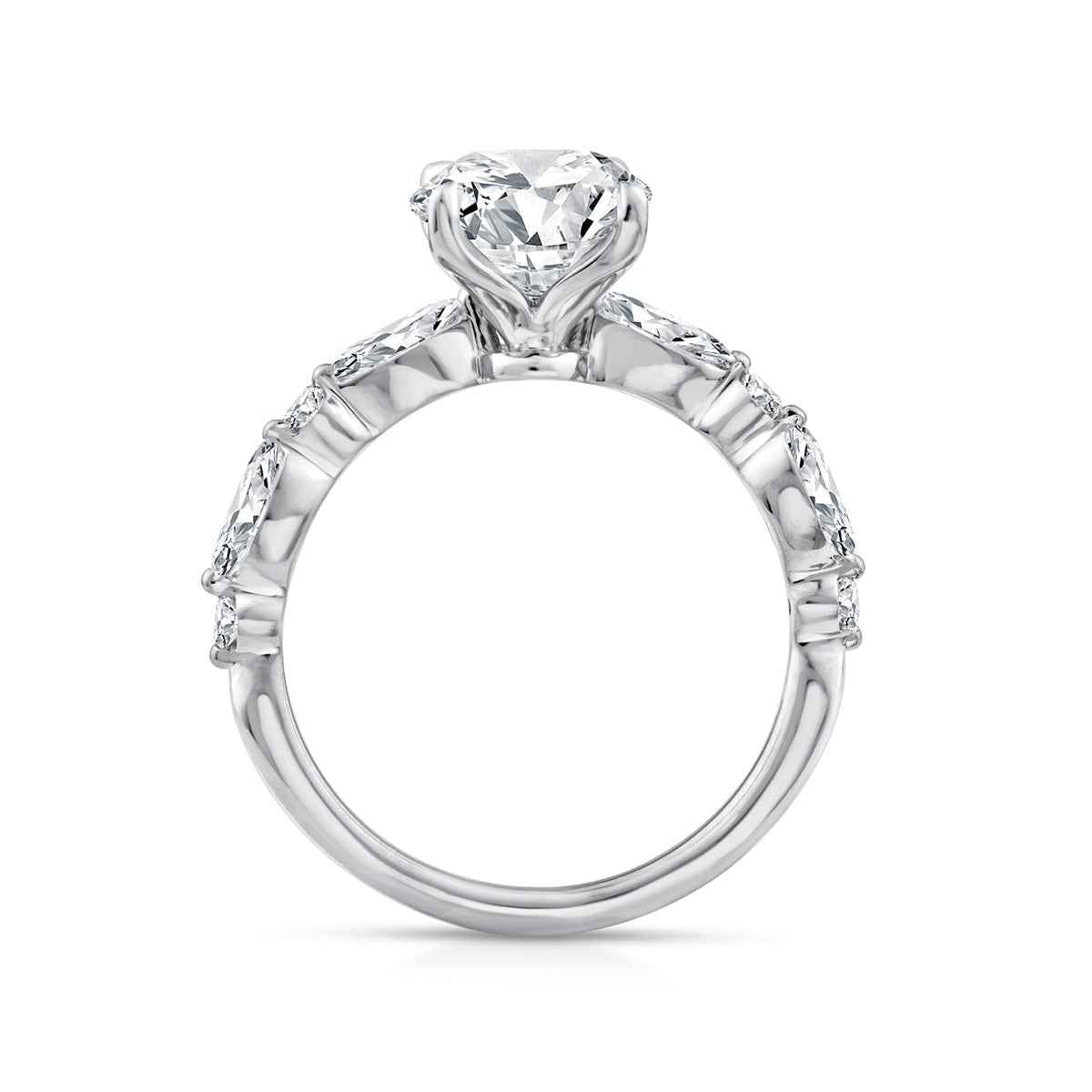 Above Love Star 4 ct. tw. Lab-Grown Oval & Marquise Diamond Wedding Set in 18K White Gold side profile
