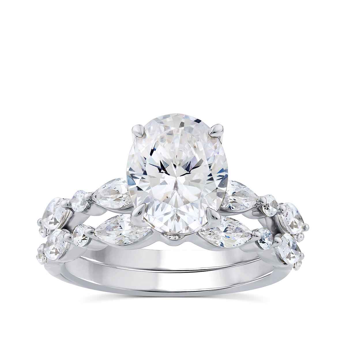 Above Love Star 4 ct. tw. Lab-Grown Oval & Marquise Diamond Wedding Set in 18K White Gold