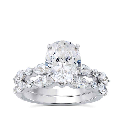 Above Love Star 4 ct. tw. Lab-Grown Oval & Marquise Diamond Wedding Set in 18K White Gold
