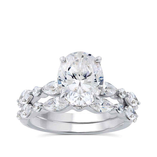 Above Love Star 4 ct. tw. Lab-Grown Oval & Marquise Diamond Wedding Set in 18K White Gold