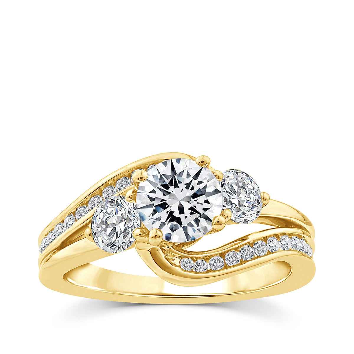 Above Love Star 1-5/8 ct. tw. Lab-Grown Round Brilliant 3-Stone Diamond Engagement Ring in 18K Yellow Gold