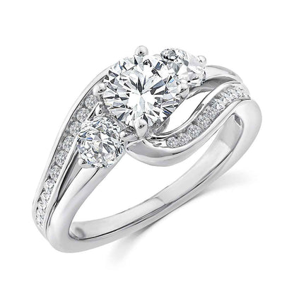 Above Love Star 1-5/8 ct. tw. Lab-Grown Round Brilliant 3-Stone Diamond Engagement Ring in 18K White Gold front view