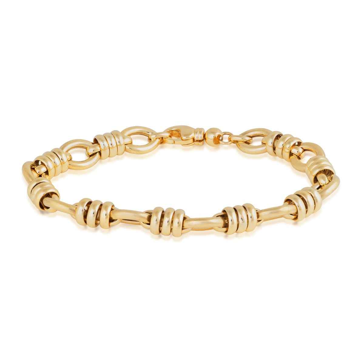 8mm 8-inch Fancy Side Link Bracelet in 14K Yellow Gold
