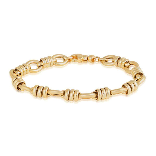 8mm 8-inch Fancy Side Link Bracelet in 14K Yellow Gold