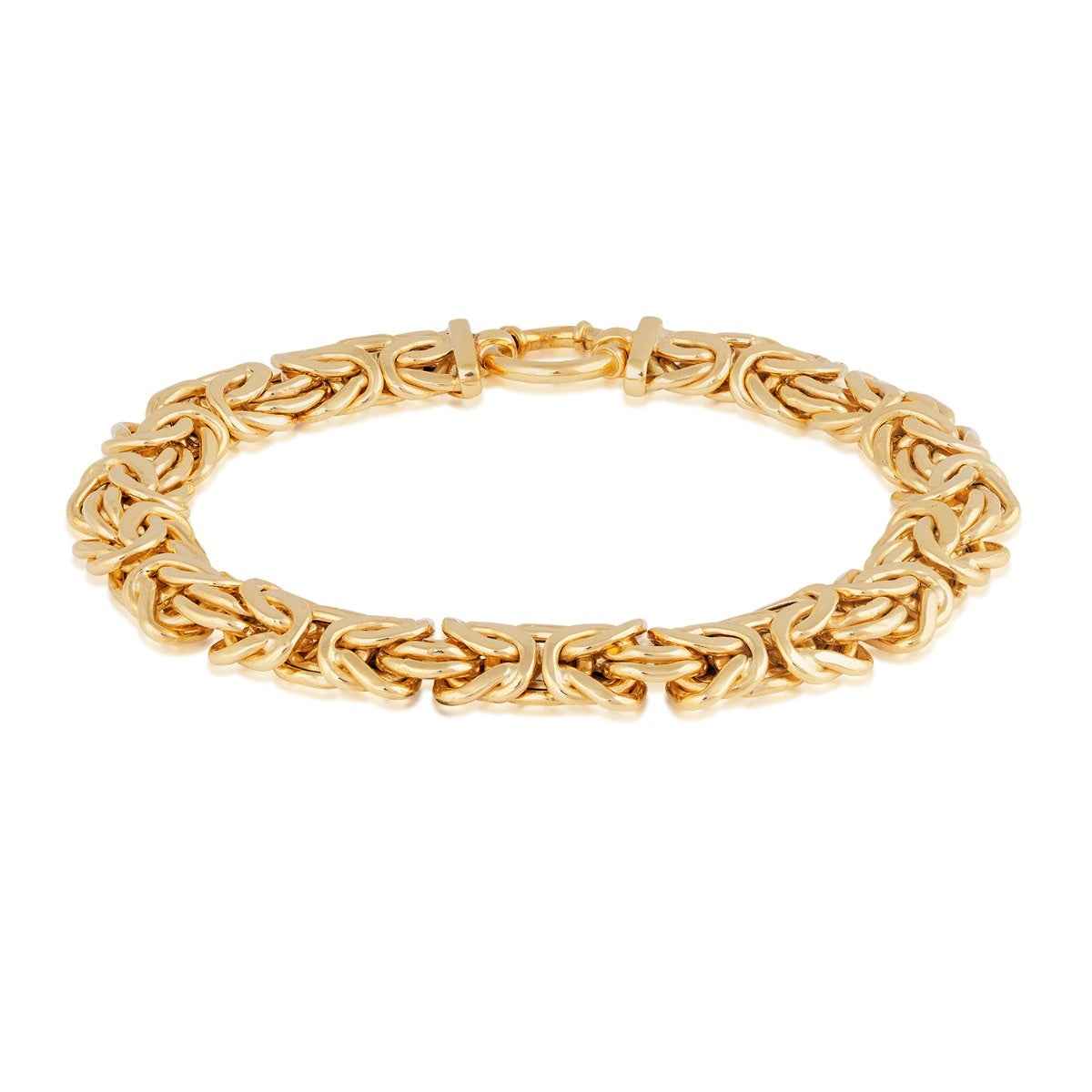 9mm 7.5-inch Byzantine Link Bracelet in 14K Yellow Gold