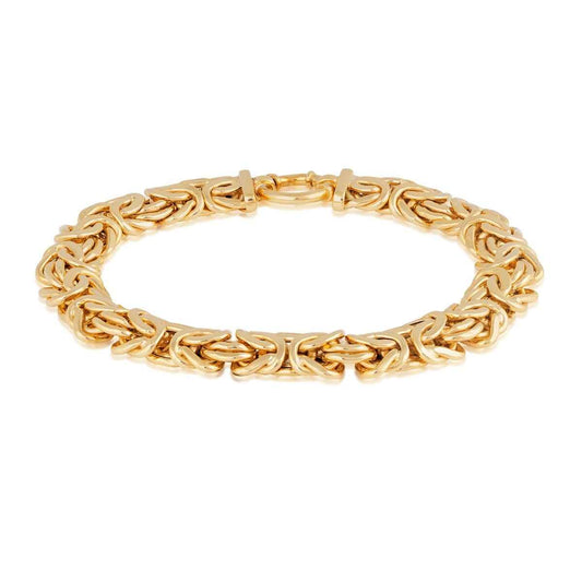9mm 7.5-inch Byzantine Link Bracelet in 14K Yellow Gold