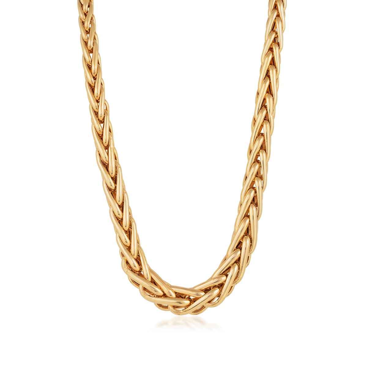 7mm 16-inch Fancy Spiga Chain Necklace in 14K Yellow Gold