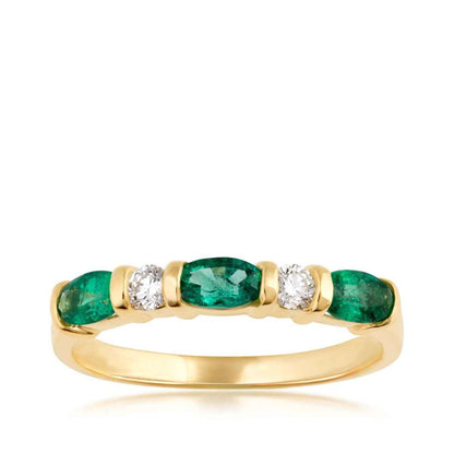 Oval Emerald & 1/7 ct. tw. Round Diamond Stackable Ring in 14K Yellow Gold