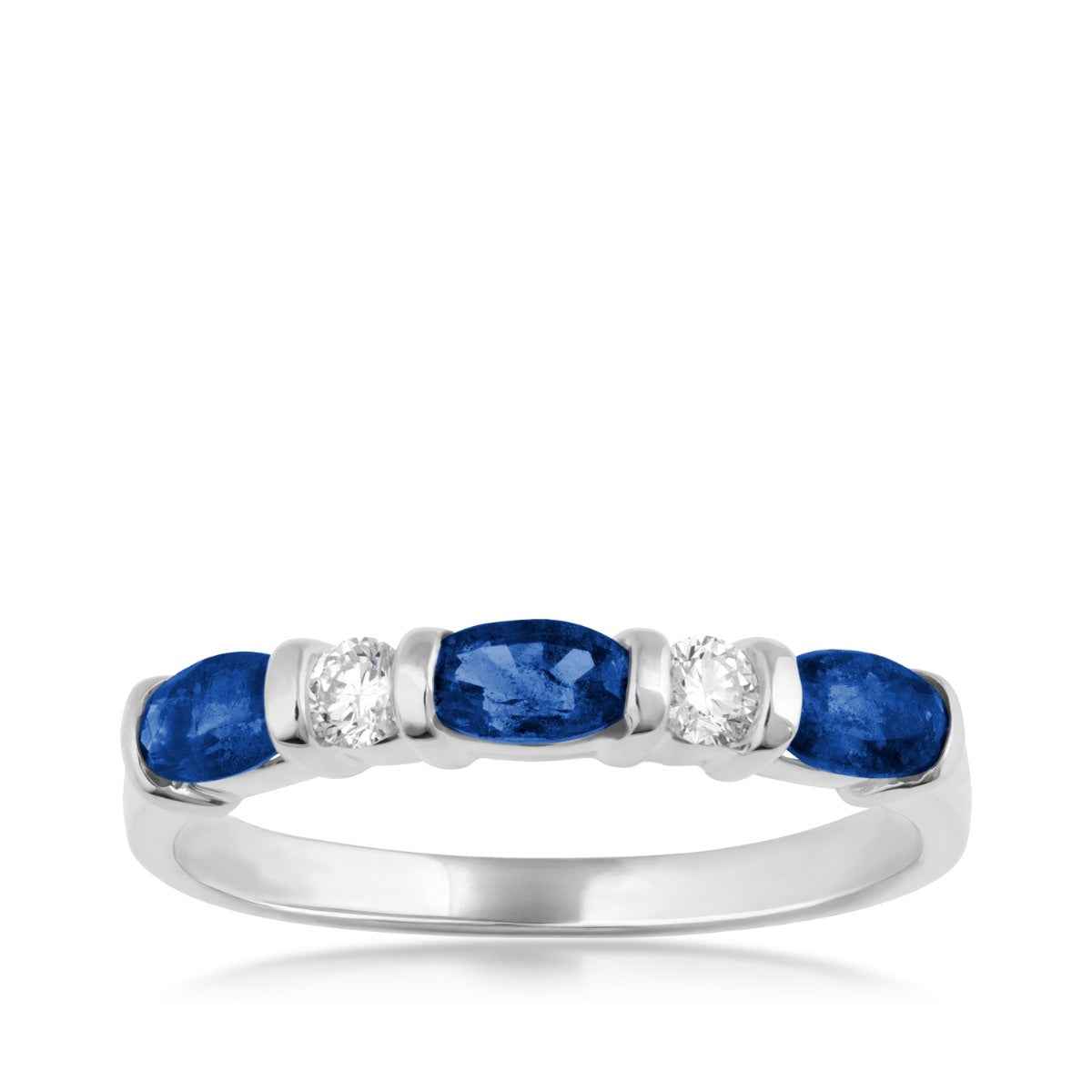 Oval Sapphire & 1/7 ct. tw. Round Diamond Stackable Ring in 14K White Gold