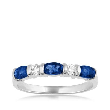 Oval Sapphire & 1/7 ct. tw. Round Diamond Stackable Ring in 14K White Gold