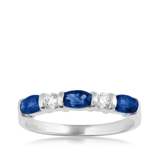 Oval Sapphire & 1/7 ct. tw. Round Diamond Stackable Ring in 14K White Gold