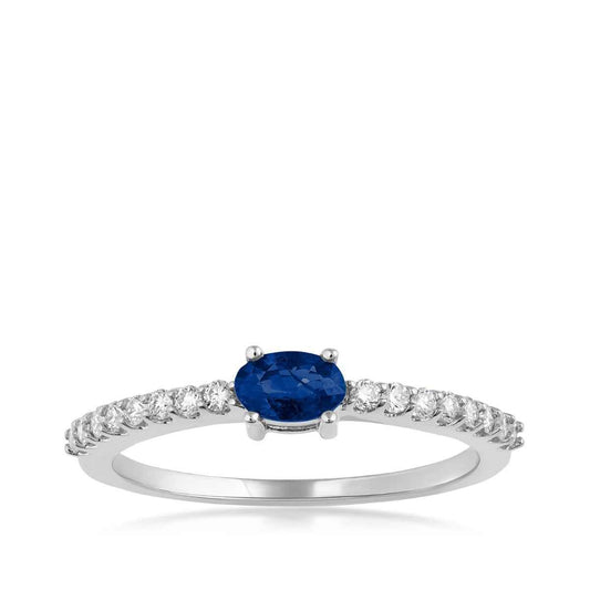 Oval Sapphire & 1/5 ct. tw. Diamond Stackable Ring in 14K White Gold