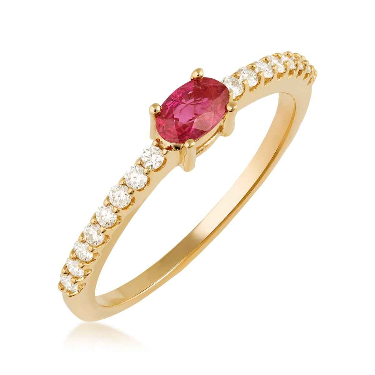 Oval Ruby & 1/5 ct. tw. Diamond Stackable Ring in 14K White Gold front view