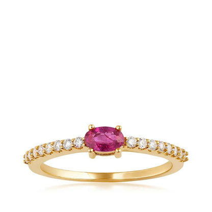 Oval Ruby & 1/5 ct. tw. Diamond Stackable Ring in 14K White Gold