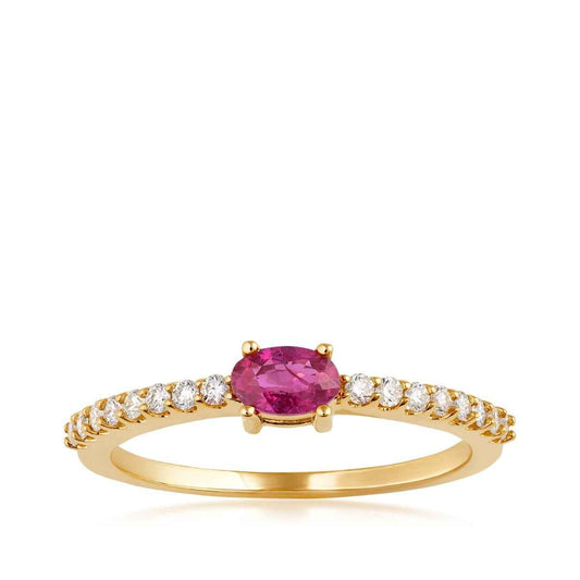 Oval Ruby & 1/5 ct. tw. Diamond Stackable Ring in 14K White Gold