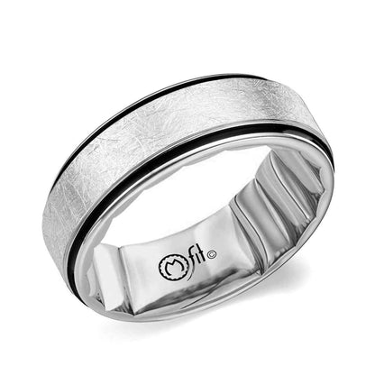 MFIT Men's 7mm Brushed Center Wedding Ring in 10K White Gold front view
