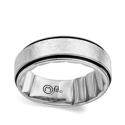 MFIT Men's 7mm Brushed Center Wedding Ring in 10K White Gold