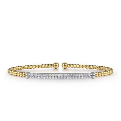 Gabriel & Co. 1/3 ct. tw. Diamond Bujukan Cuff Bracelet in 14K Yellow Gold