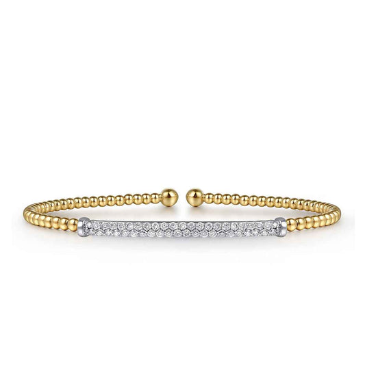 Gabriel & Co. 1/3 ct. tw. Diamond Bujukan Cuff Bracelet in 14K Yellow Gold