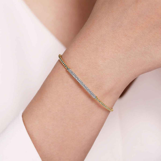 Gabriel & Co. 1/3 ct. tw. Diamond Bujukan Cuff Bracelet in 14K Yellow Gold front view