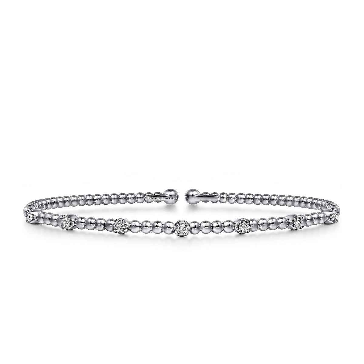 Gabirel & Co. 1/5 ct. tw. Diamond Bujukan Station Cuff Bracelet in 14K White Gold